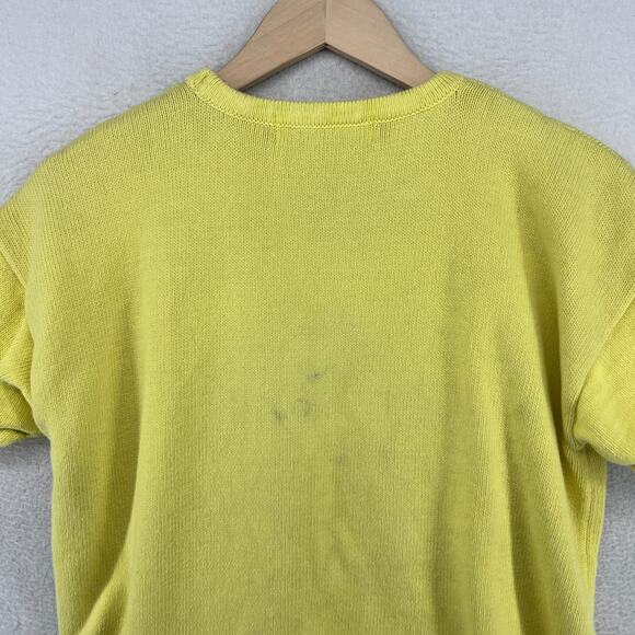 FP BEACH Sweater L FREE PEOPLE Ribbed Boxy Cuff Short Sleeve Cotton Yellow - Picture 9 of 14
